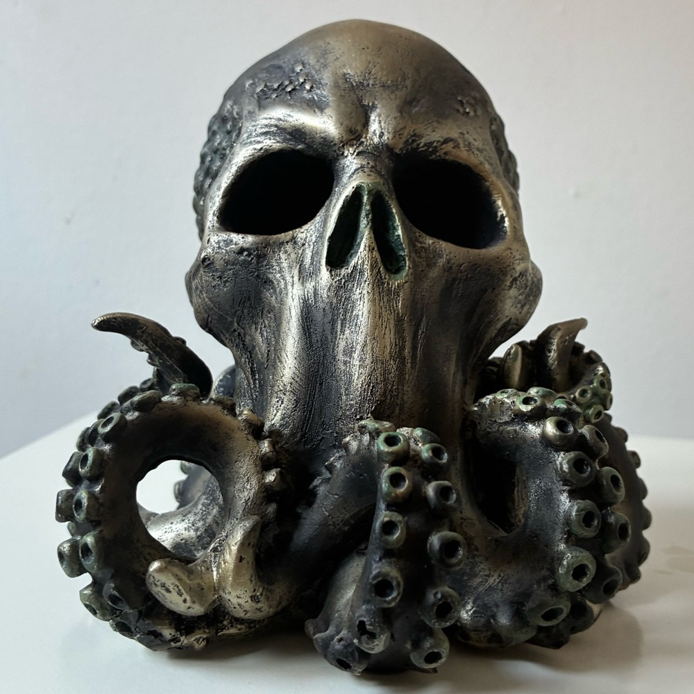 Octopus Skull Sculpture in Metallic Finish - Picture 7 of 16